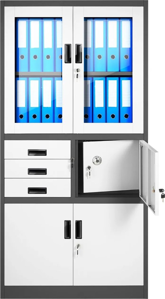 Kovová skriňa Filip s trezorom: antracitovo-biela 90x185 cm (992)