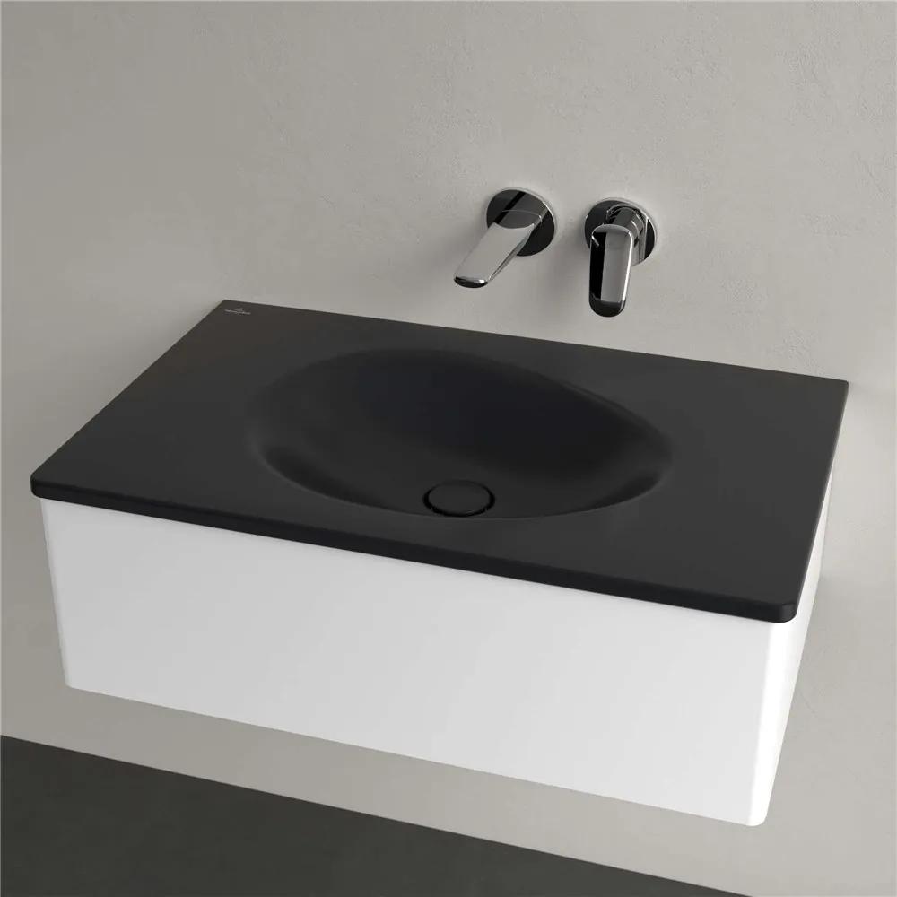 VILLEROY &amp; BOCH Antao umývadlo na skrinku bez otvoru, bez prepadu, 800 x 500 mm, Pure Black, s povrchom CeramicPlus, 4A7583R7
