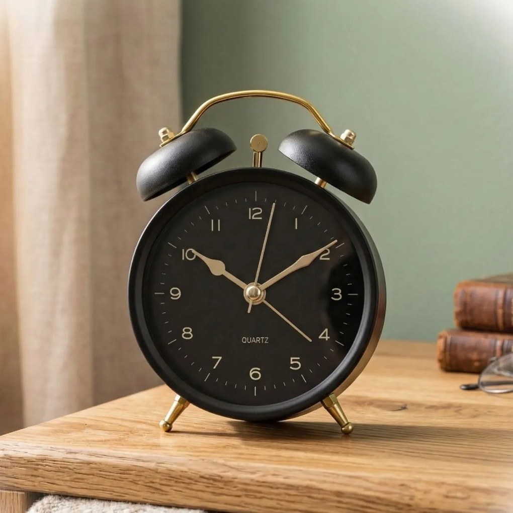 Stolné hodiny Retro, čierna