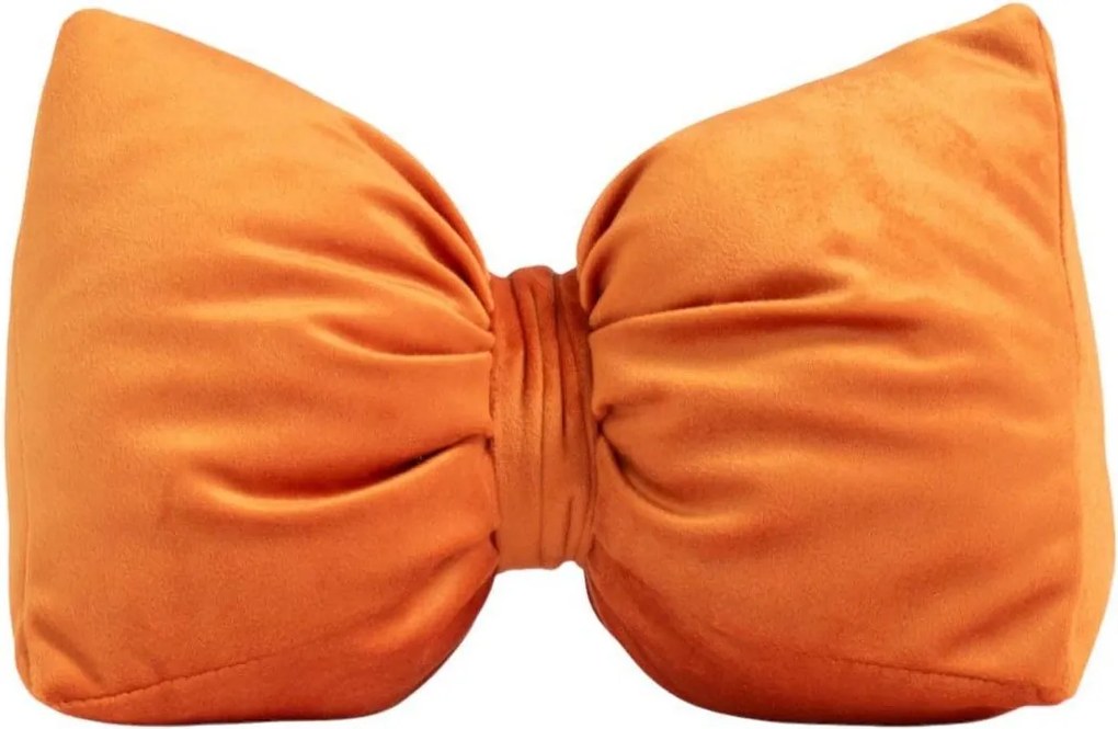 Oranžová zamatová zarážka do dverí v tvare mašle Bow orange – 24*10*16 cm