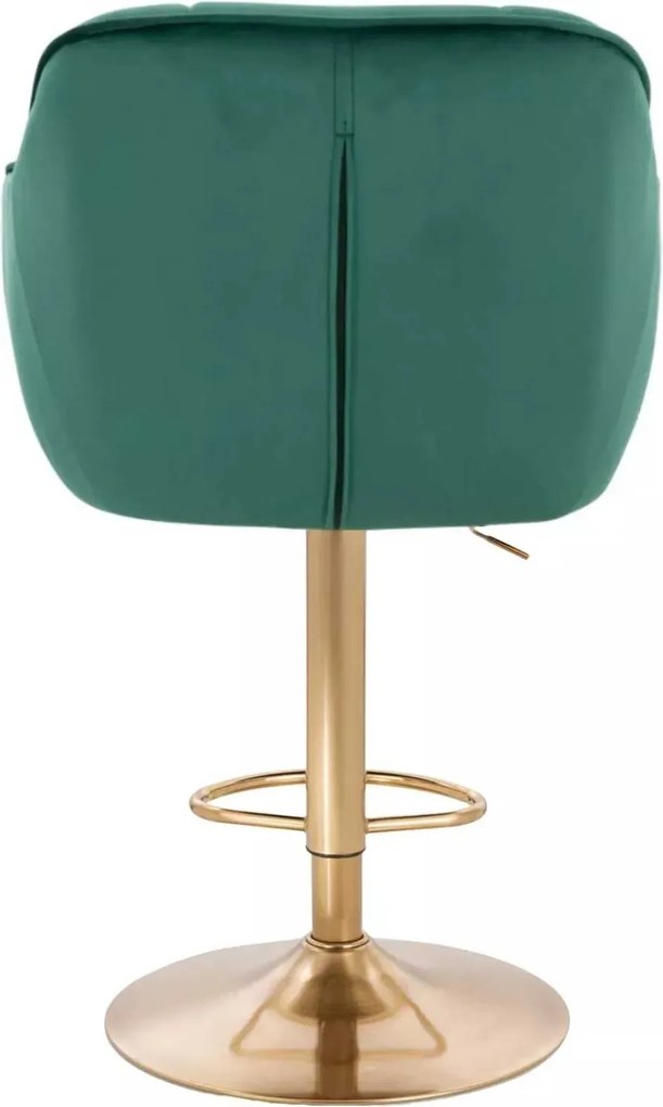 LuxuryForm DESIGN Barová stolička AVOLA VELUR na zlatom tanieri - zelená