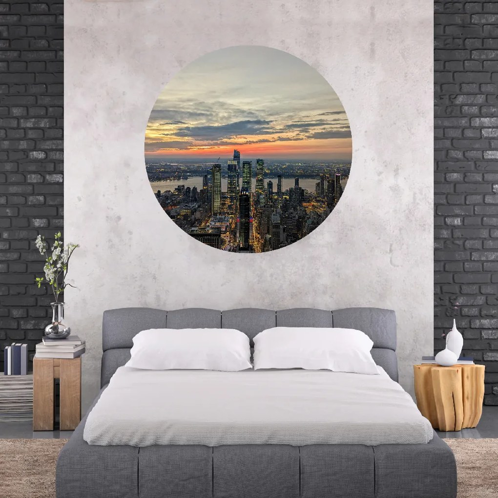 PIPPER. Textilná kruhová nálepka na stenu "New York" Veľkosť: 120 cm
