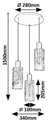 Rabalux 72038 - Luster na lanku FUMEA 3xE27/60W/230V