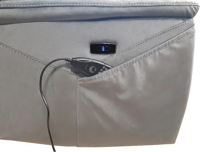 Elektrické polohovacie kreslo Neptun Velvet s masážou sivé