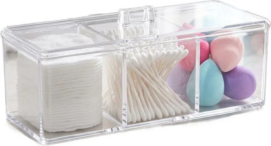 5Five® Priehľadný box s vekom Selena, 3 priehradky, 22,8 x 9,5 x 8,3 cm