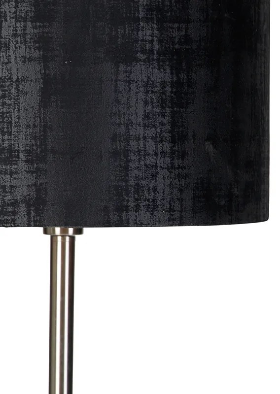 Moderná stojaca lampa oceľ s tienidlom čierna 40 cm - Simplo