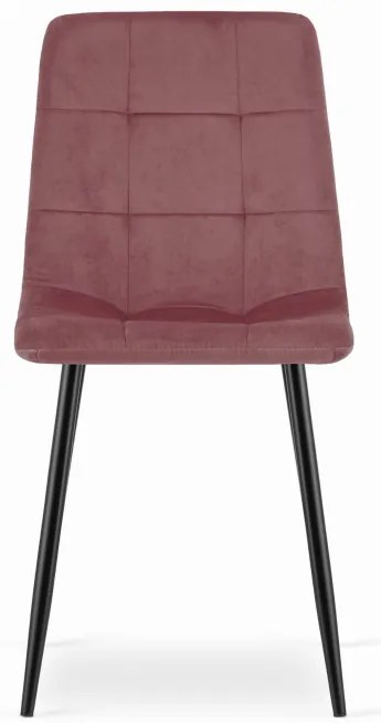 Set troch jedálenských stoličiek KARA zamatové ružové / čierne nohy (3ks)