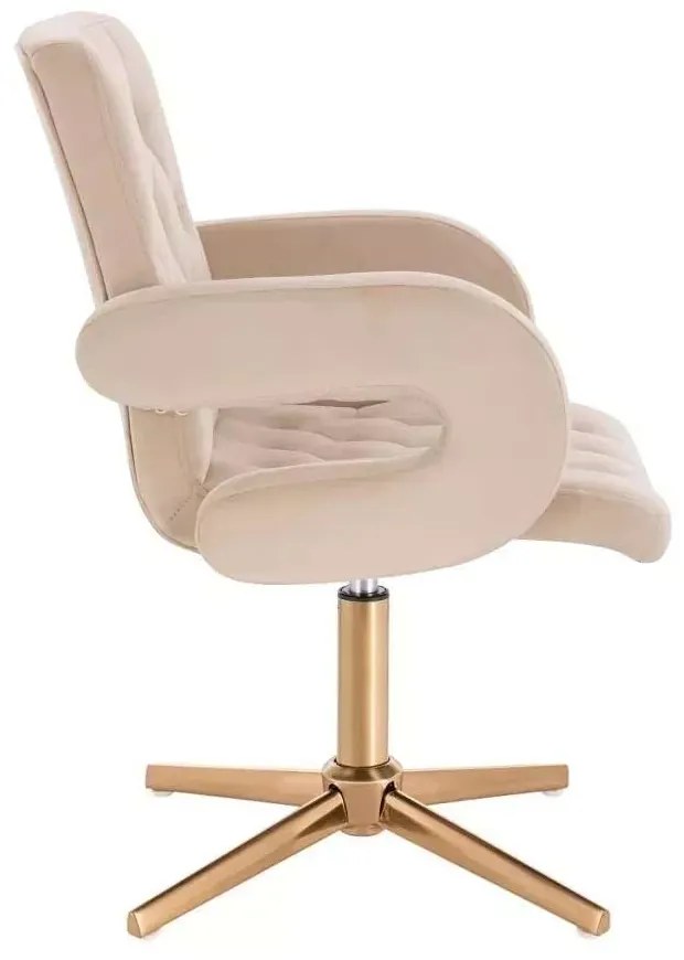 LuxuryForm DESIGN Stolička BOSTON VELUR na zlatom kríži - krémová