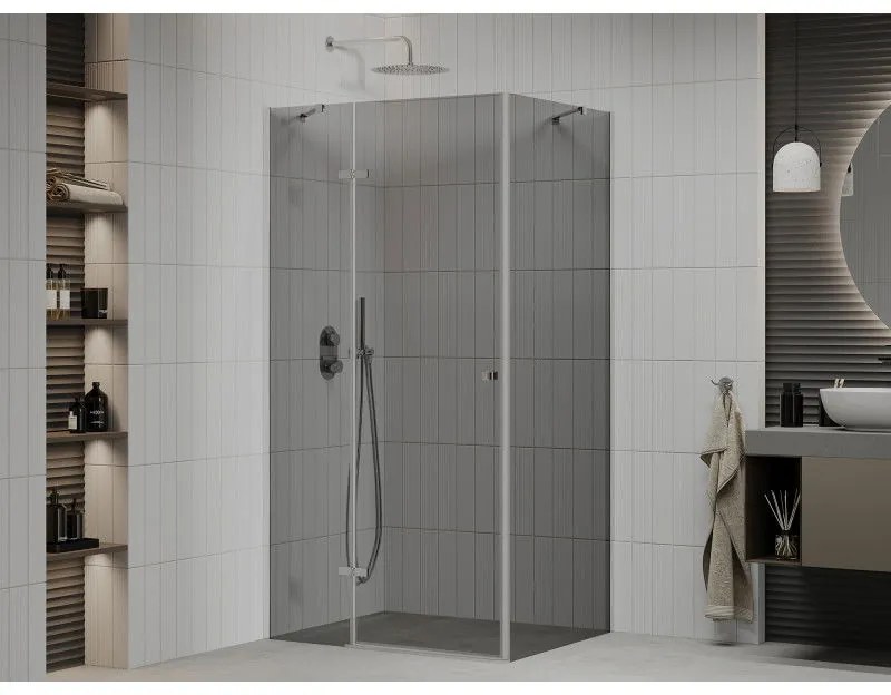 Mexen Roma, sprchovací kút 110 (dvere) x 100 (stena) cm, 6mm šedé sklo, chrómový profil, 854-110-100-01-40