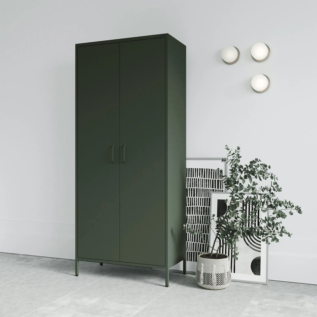 Šatníková skriňa FLAVIO, 800 x 1850 x 450 mm, Modern: fľaškovo zelená farba