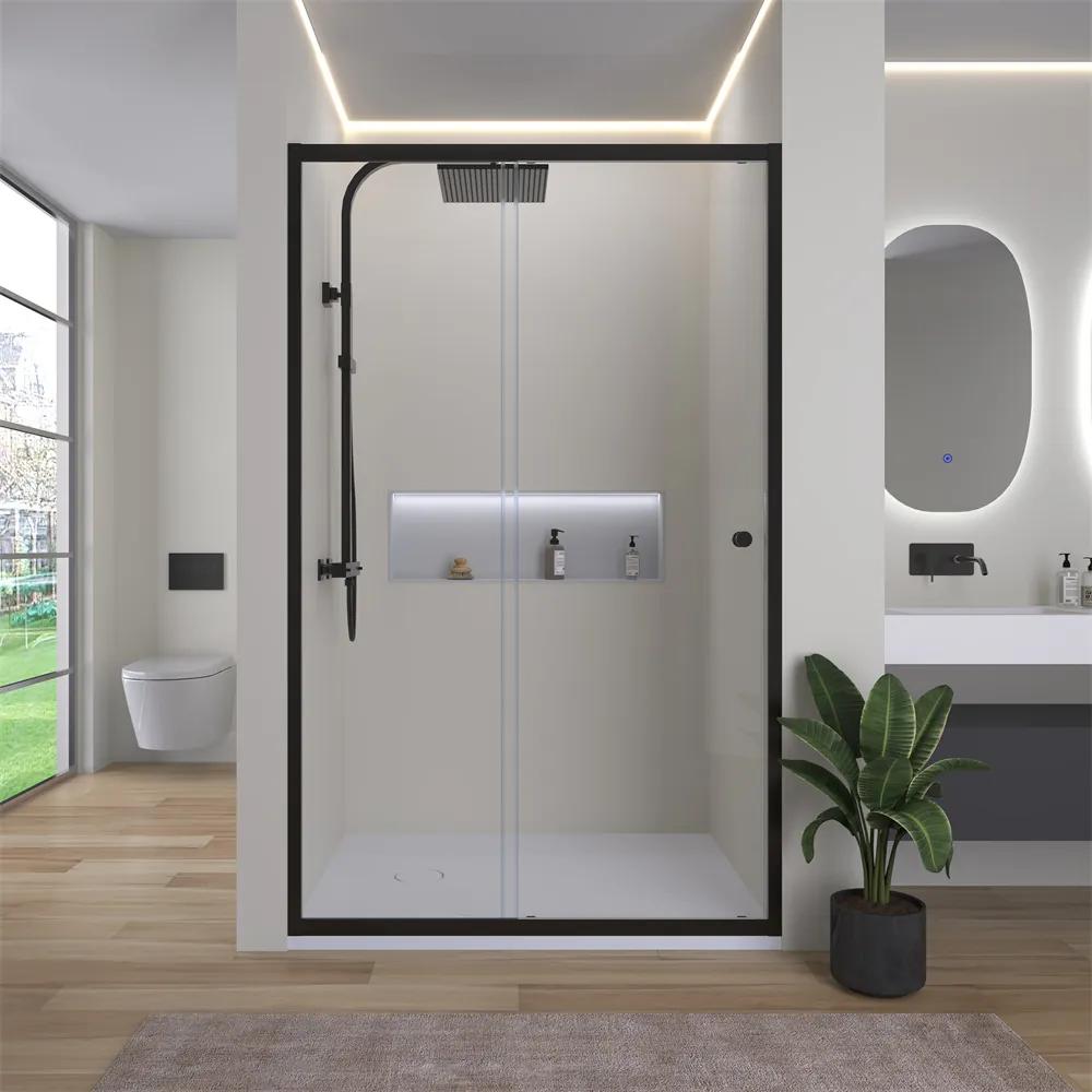 Cerano Varone, posuvné sprchové posuvné dvere 120x195 cm, 6mm číre sklo, čierny profil, CER-CER-DY505B-120-195