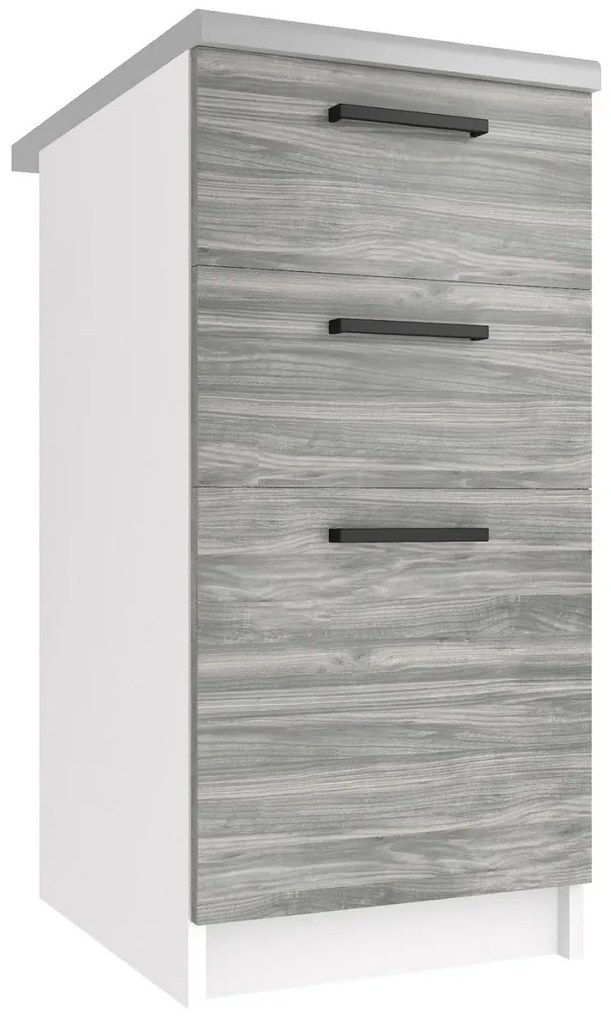 Kuchynská skrinka Belini spodná so zásuvkami 40 cm šedý antracit Glamour Wood s pracovnou doskou TOR SDSZ40/0/WT/GW/0/B1