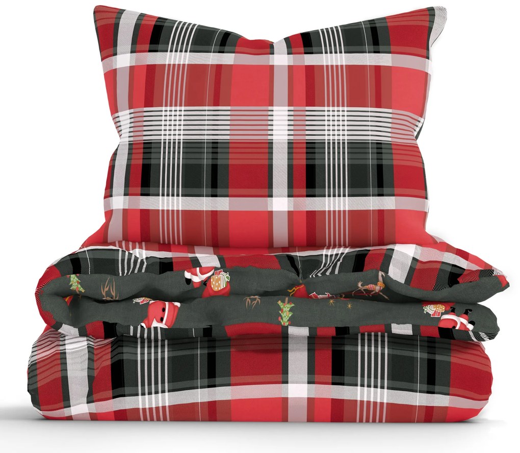 Vianočné predĺžené bavlnené obliečky Renforcé - Polárny sen zelené