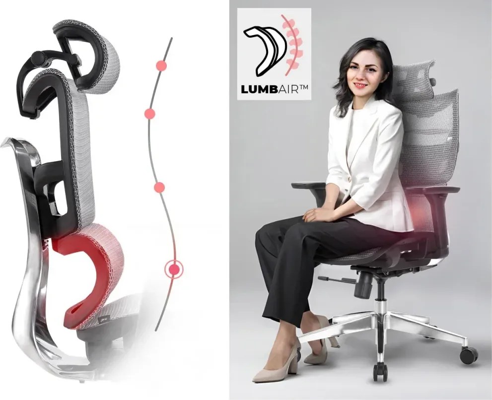 Ergonomická sieťovaná kancelárska stolička MOSH Airflow 690 – čierno-biela