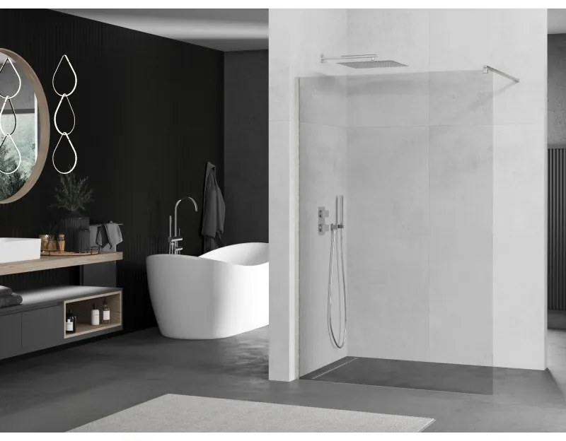Mexen Kioto, sprchová zásteny typ Walk-In 80 x 200 cm, 8mm číre sklo, oceľová, 800-080-101-97-00