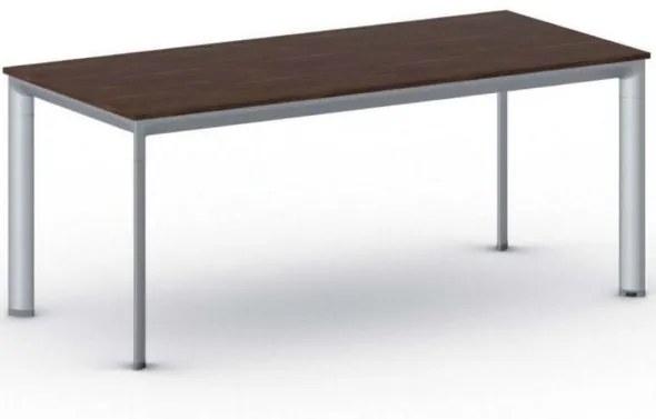 Kancelársky stôl PRIMO INVITATION, sivostrieborná podnož 1800 x 800 mm, orech