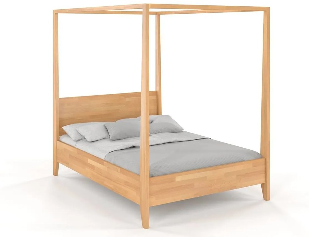 drevko Masívna posteľ s nebesami Canopy buk - prírodná Rozmer postele: 120 x 200 cm