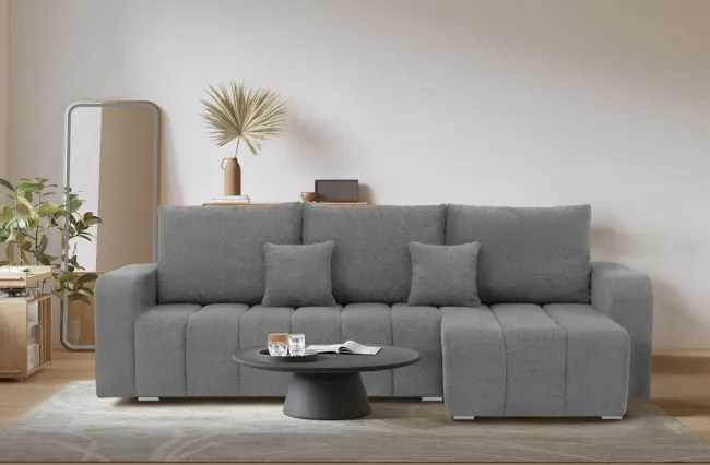 Rohová rozkladacia sedačka ABRIELLE ľavá, sivá