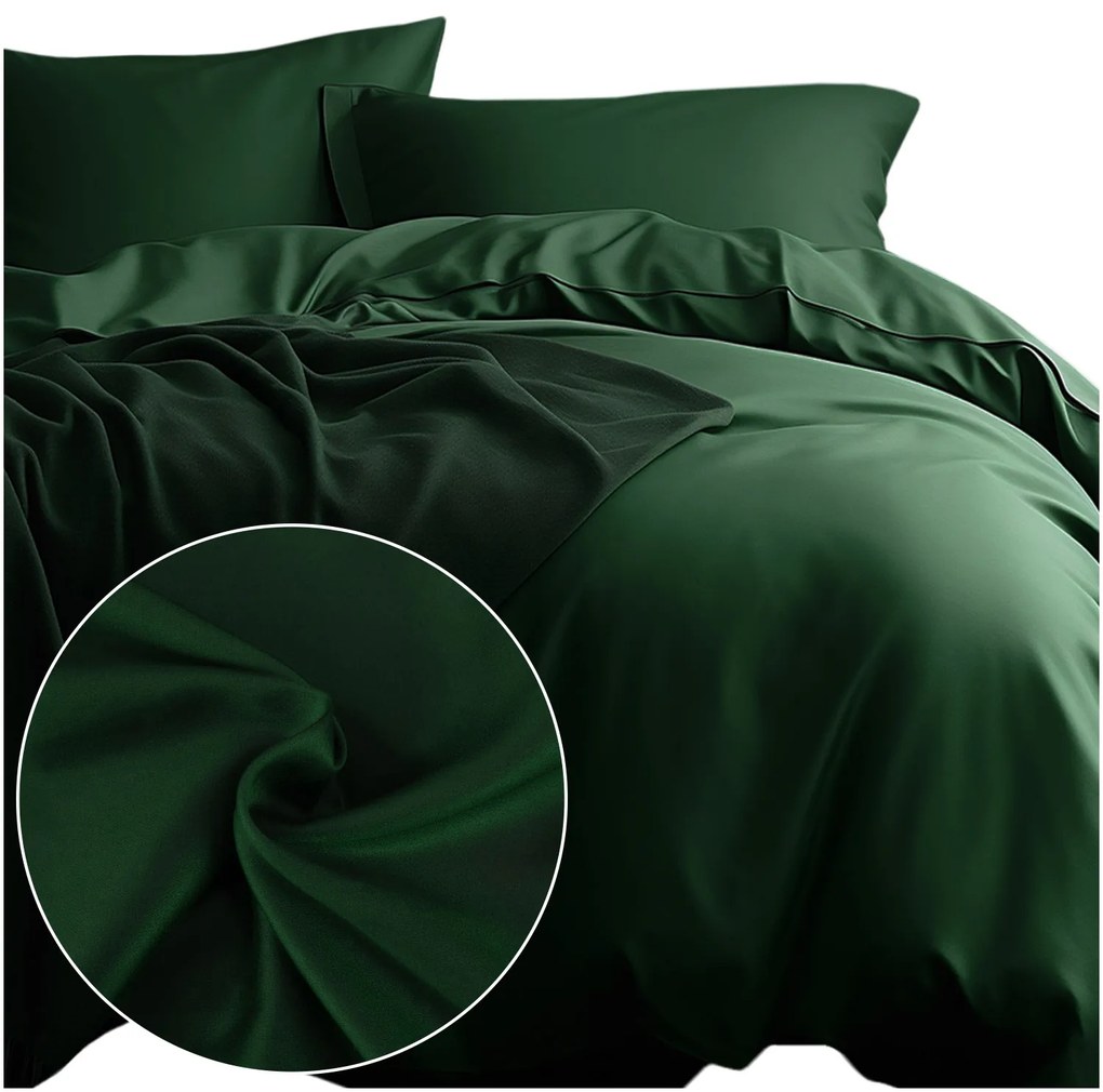 SATÉNOVÉ OBLIEČKY SATINLOVE CLASSIC 180X200 CM, 2KS 70X80 CM TMAVOZELENÉ