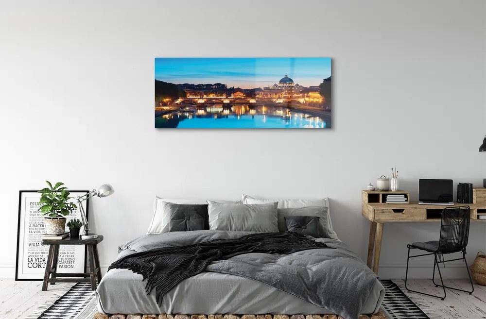 Obraz na akrylátovom skle Rím západu slnka riečne mosty 120x60 cm