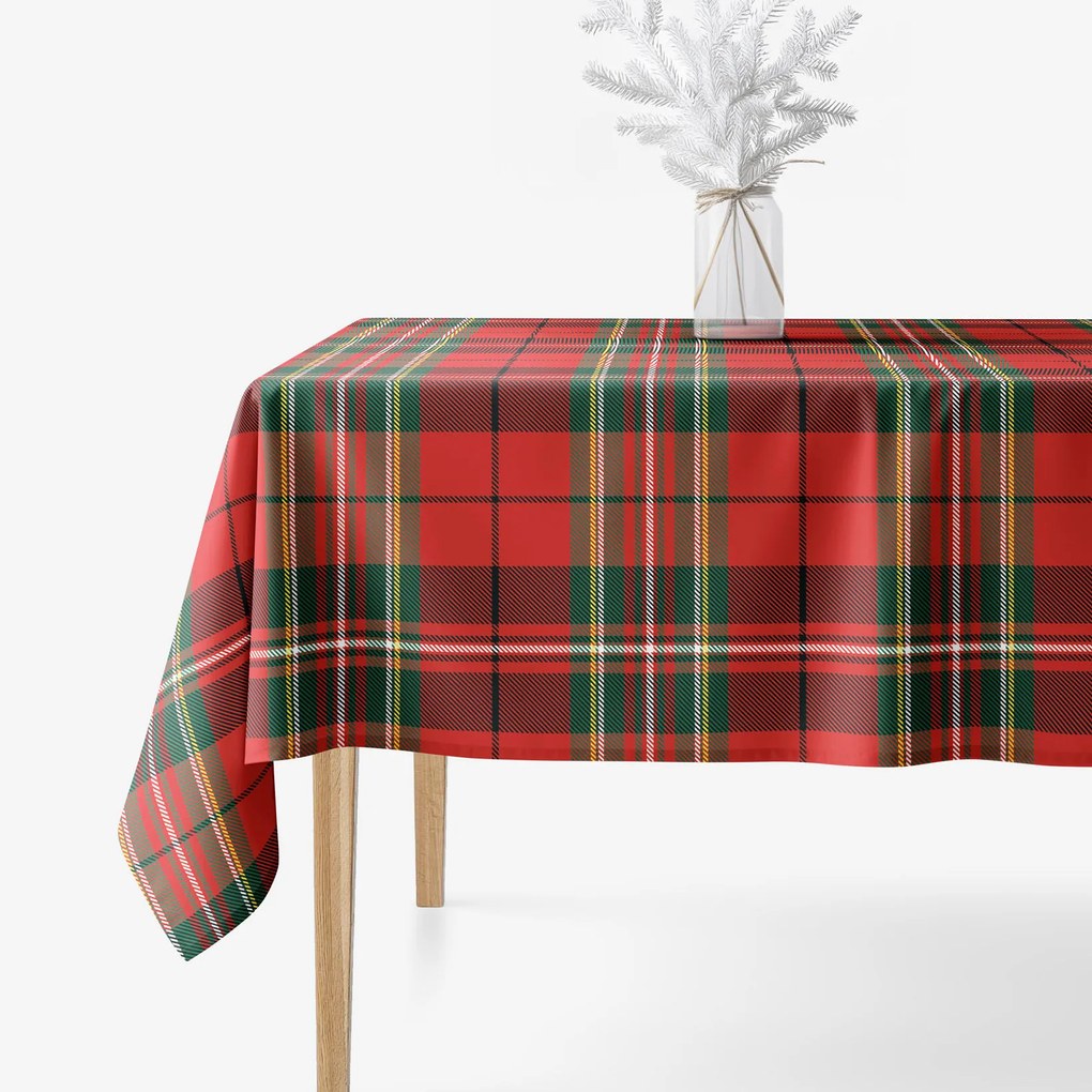 Goldea vianočný hranatý obrus 100% bavlnené plátno - červené káro 120 x 180 cm