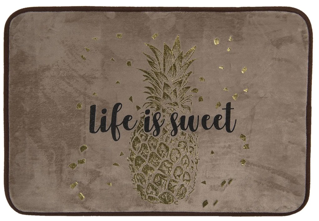Champagne kúpeľňová predložka so zlatou potlačou Life is sweet - 60 * 40 * 1 cm