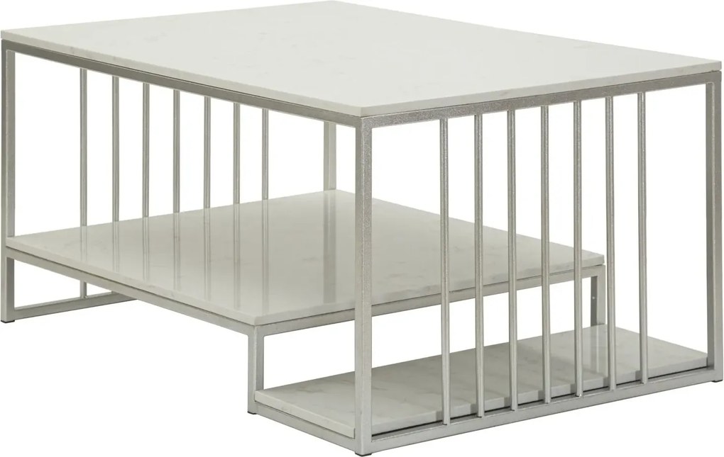 Konferenčný stolík Kayseri 90 cm mramor/strieborný