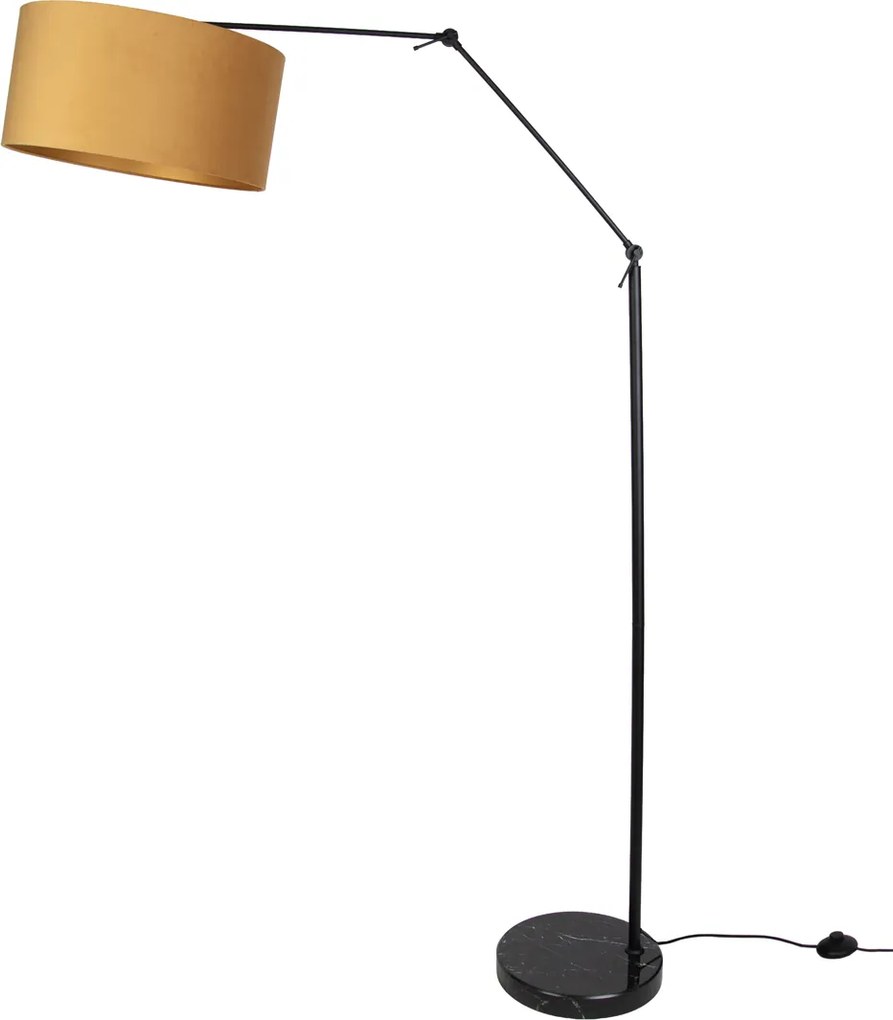 Stojacia lampa čierna nastaviteľná so žltým tienidlom a zlatým interiérom 50cm - Editor