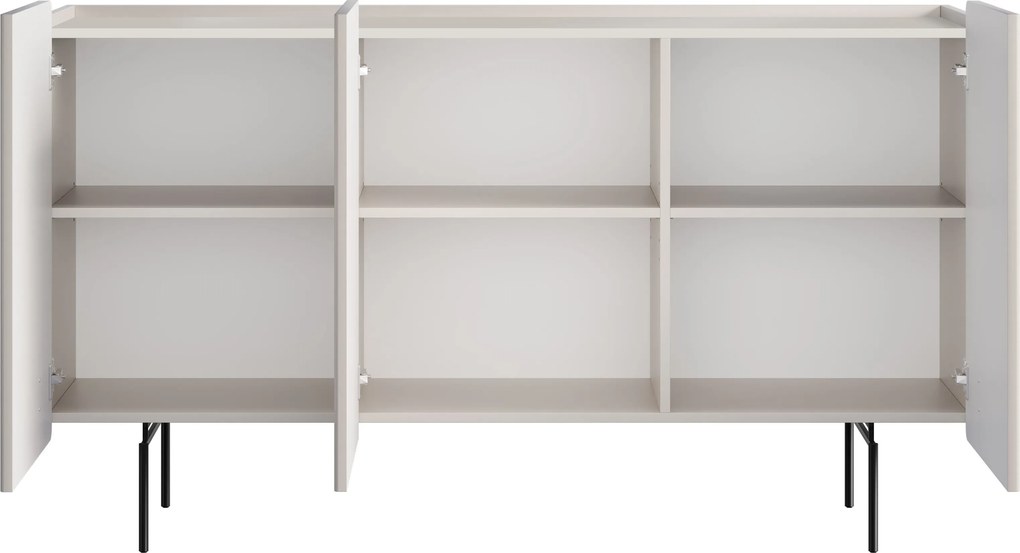 Komoda Malmi 150 cm trojdverová - kašmír / čierne nohy