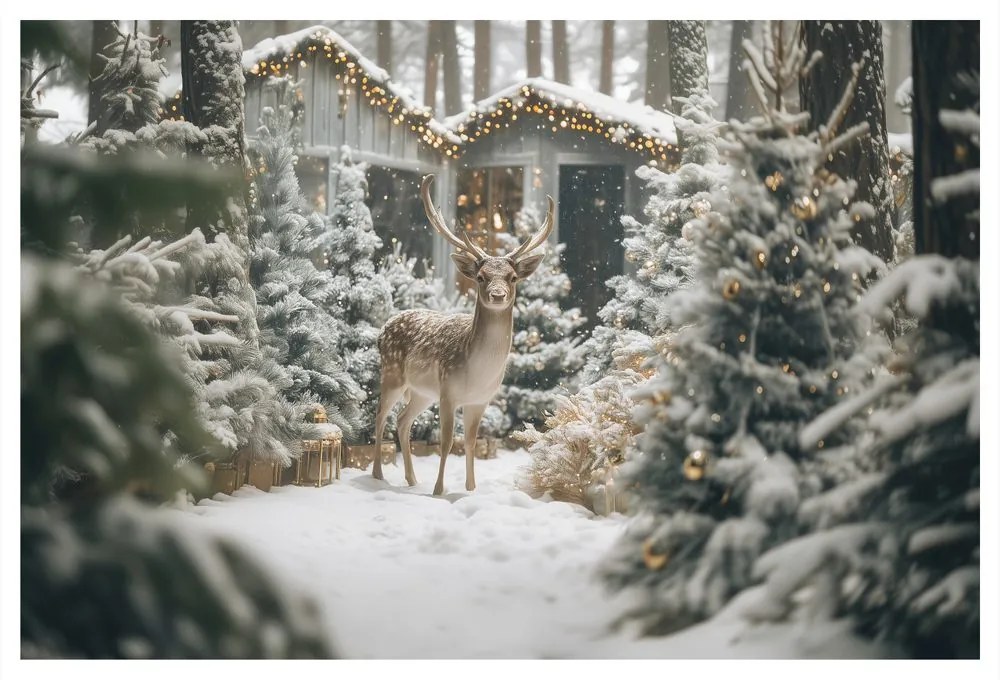 Obraz vianočný jeleň v lese