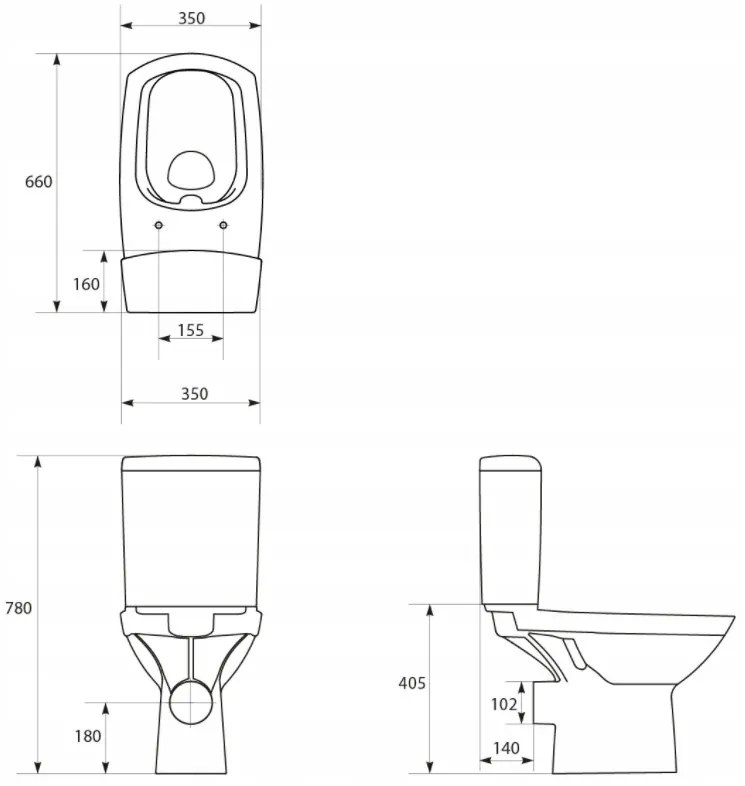 Cersanit CARINA CleanOn, wc kombi 3/5l s pomaly padajúcim sedátkom, biela, K31-076