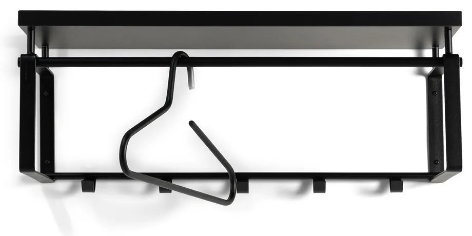 Čierny kovový nástenný vešiak s poličkou 70 cm Rex – Spinder Design