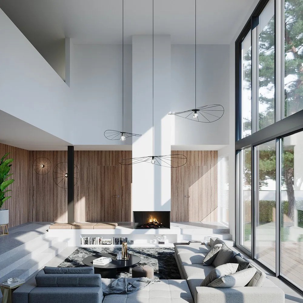 Čierne závesné svietidlo ø 140 cm Elliot – Sollux