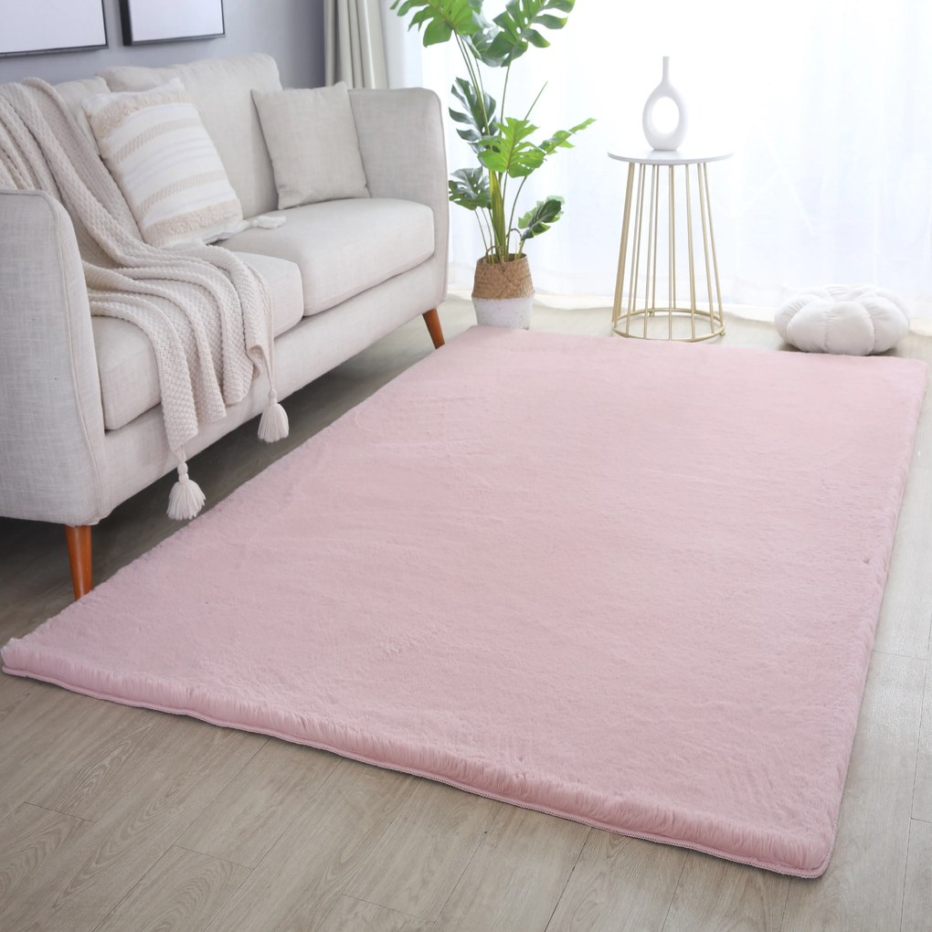 Ayyildiz, Kusový koberec Pouffy 5100 Rose, 60x110, ružová, obývacia izba
