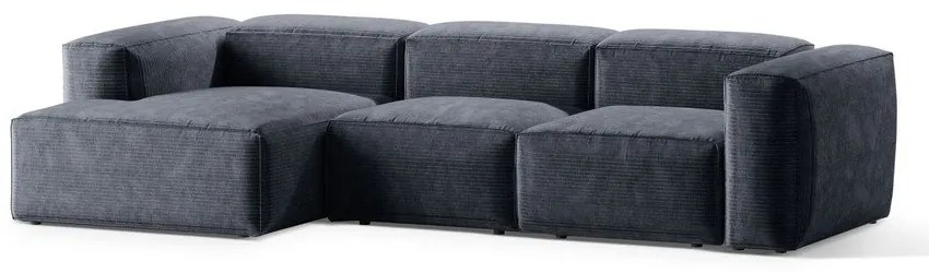 Sivomodrá menčestrová rohová pohovka (ľavý roh/s leňoškou) Bergano – Cosmopolitan Design