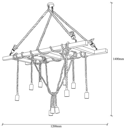 Luster na lanku EREBOS 12xE27/40W/230V hnedý