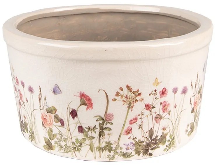 Keramický obal na kvetináč s lúčnymi kvetmi Flowers of Love M - Ø16*9 cm