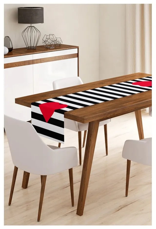 Behúň na stôl 45x140 cm Black Stripes – Minimalist Cushion Covers