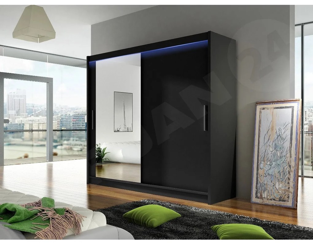 Šatníková skriňa London VI, Farby: kašmír, Osvetlenie: osvetlenie LED RGB - farebné