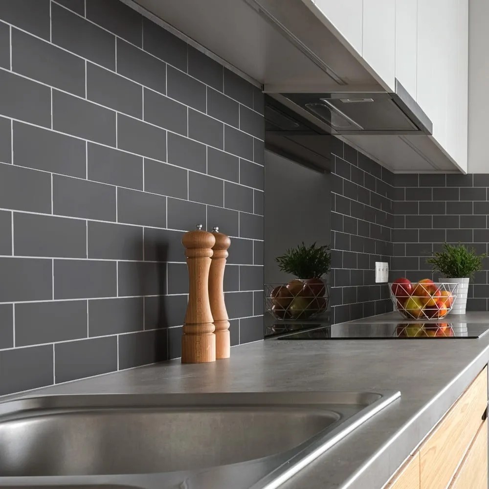 Súprava samolepiek na kachličky 30 ks 20x10 cm Subway Tiles Grey - Ambiance