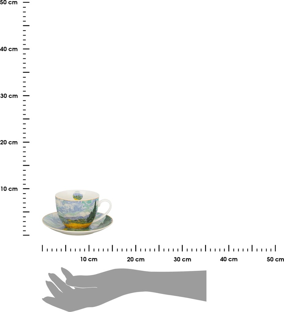 Porcelánová šálka s podšálkou Van Gogh Wheat Field 270 ml sada 2ks