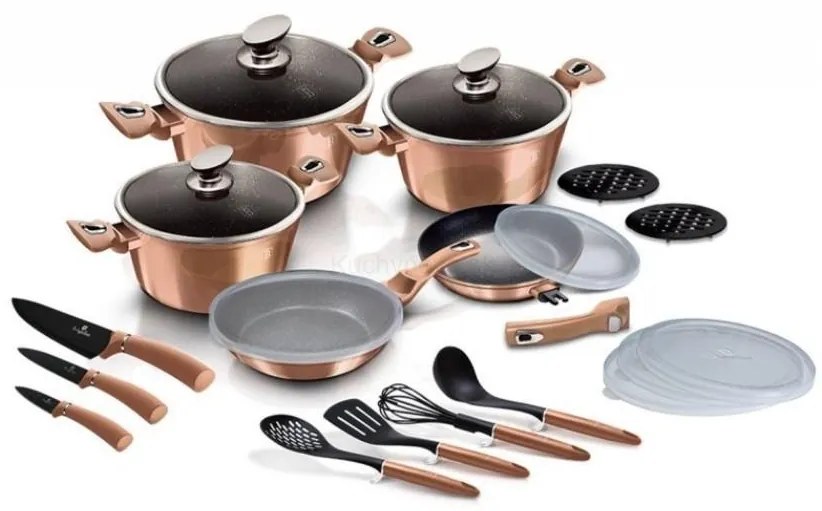 Nepriľnavá sada hrncov 22 ks, Rose Gold BerlingerHaus