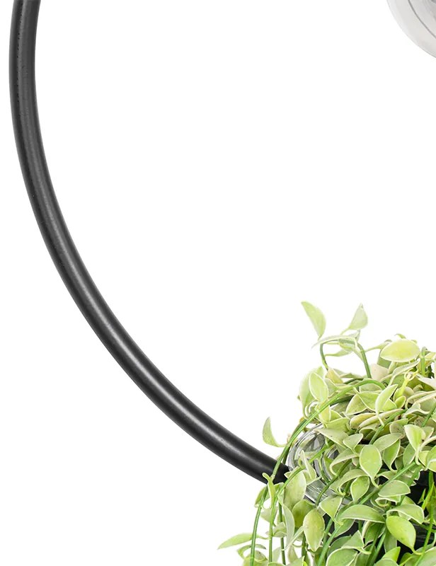 Moderné závesné svietidlo čierne so sklom okrúhle - Roslini