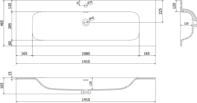 Mexen Rivel, kúpeľňová skrinka 140 cm s umývadlom Vela, 1 zásuvka, drážkovaná, biela matná, 91A20-14023-1-BF01-W23M01