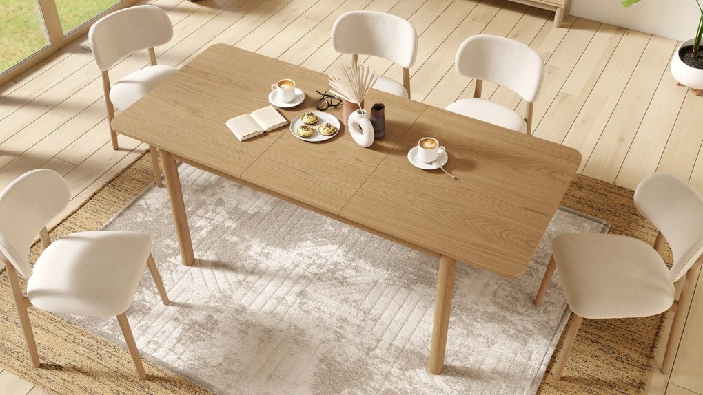 ALMO Béžová (látka Apia 453) / lakovaný dubový rám – DREVENÁ STOLIČKA DO OBÝVAČKY, JEDÁLNE A KUCHYNE V RETRO ŠTÝLE