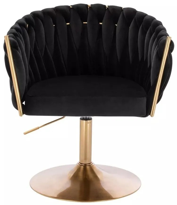LuxuryForm DESIGN Kreslo NORDEN VELUR na zlatom tanieri - čierne