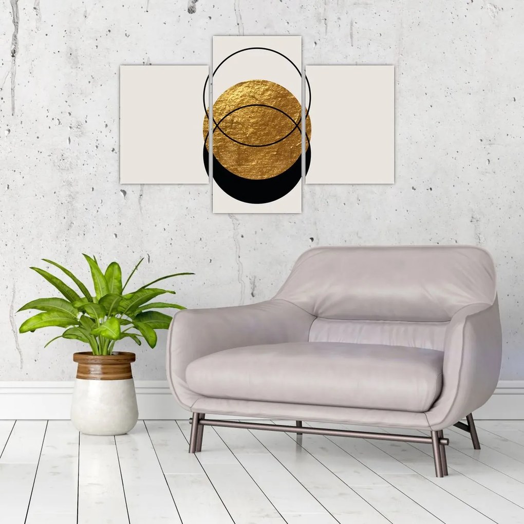 Obraz - Abstrakcia zlatá a biela N⁰2 (90x60 cm)