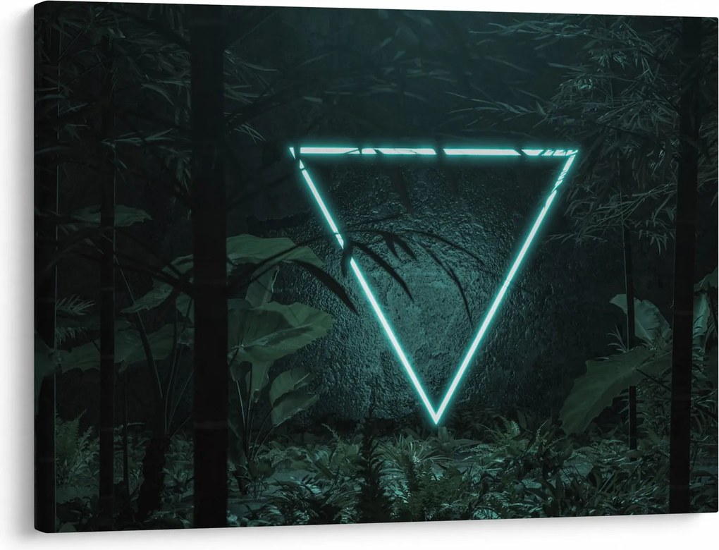 Obraz - Neónový trojuholník v jungli (70x50 cm)