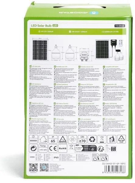 Aigostar - LED Solárny luster so senzorom 2xLED/35W/12V 6000 mAh 6500K pr. 10 cm