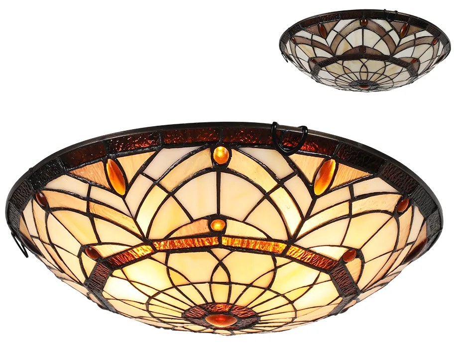 Tiffany stropné svietidlo - stropnica BEIGE Prezent 1712 Ø40*12